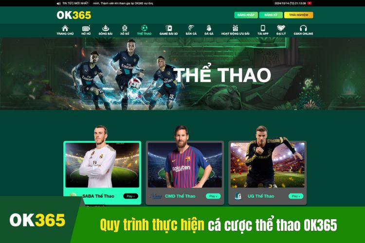 Quy trình thực hiện cá cược thể thao OK36